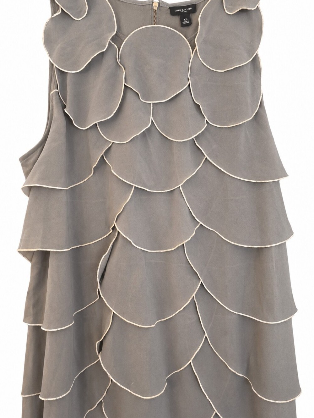 Ann Taylor Taupe Petal-Layer Sleeveless Top